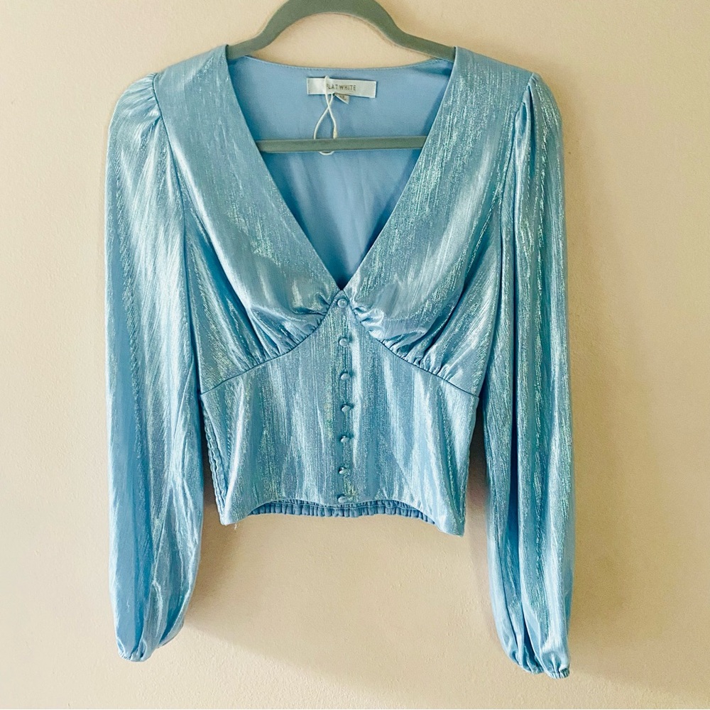 Anthropologie Shimmering Blue Blouse